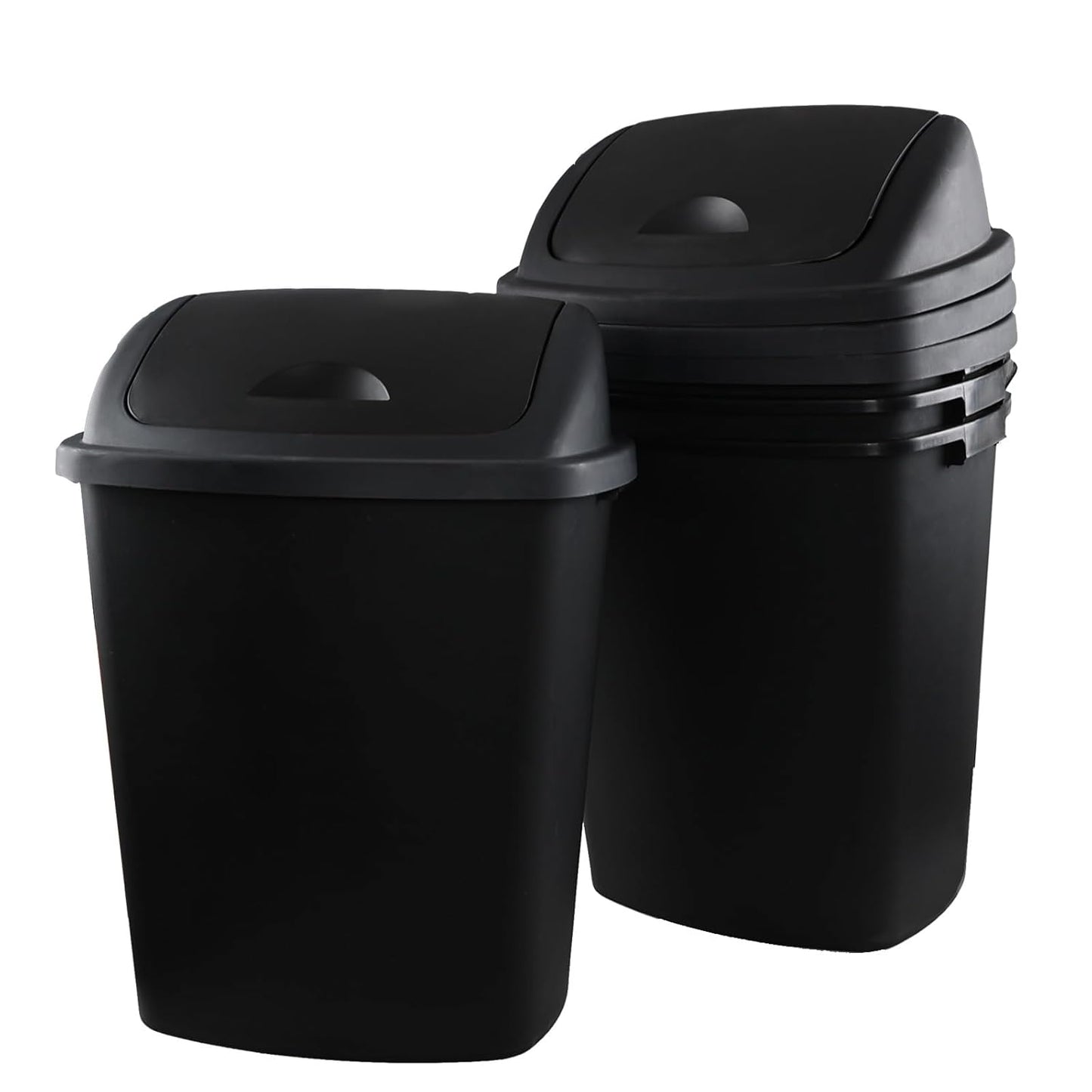 18 Gallon Large Plastic Kitchen Trash Can with Swing Lid, 4 Pack Tall Kitchen Garbage Can with Lid