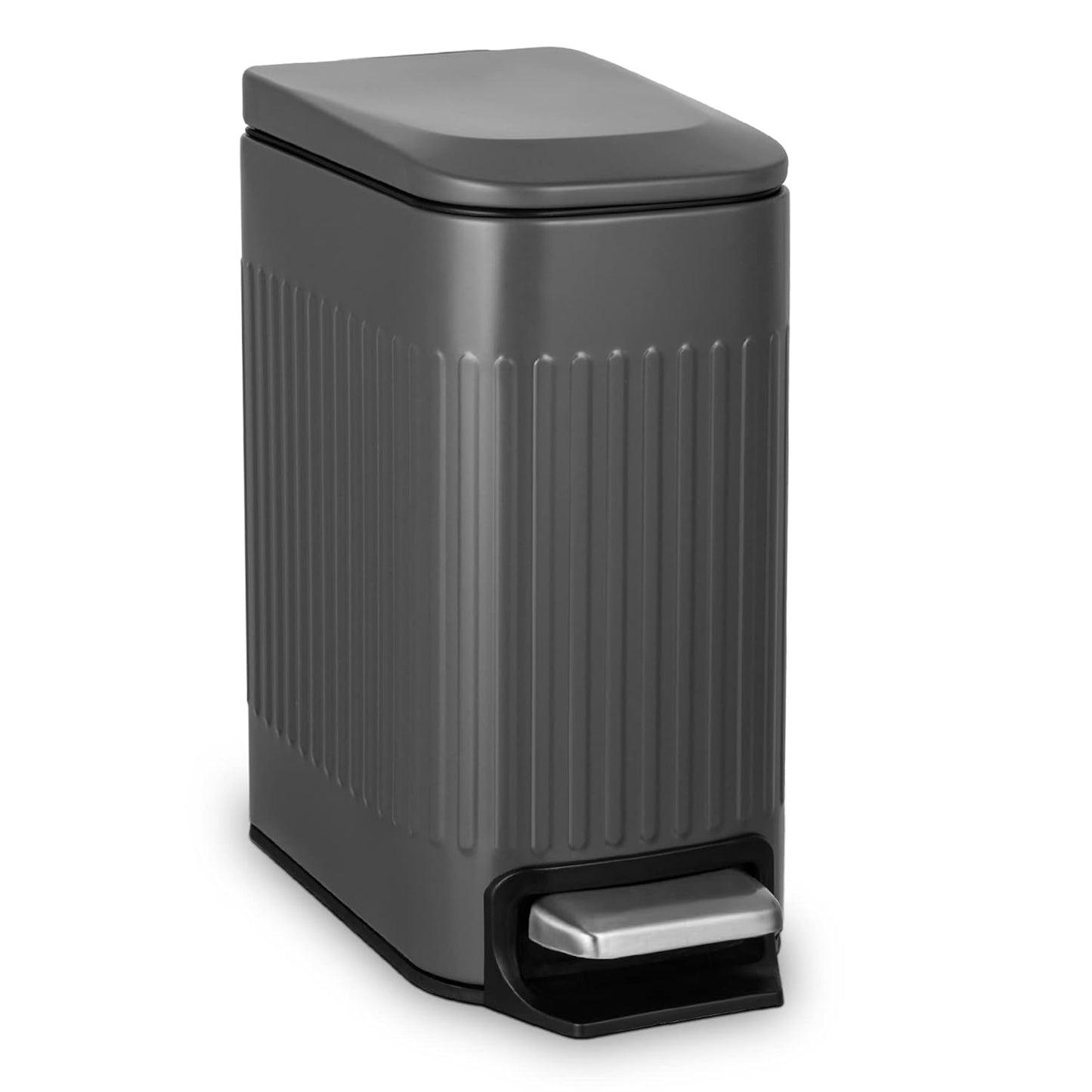 TrashAid Small 1.6 Gallon Stainless Steel Trash Can with Removable Inner Bucket, Grey, Hands Free