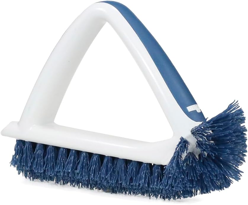 Unger 2-in-1 Grout and Corner Scrubber Brush Tool, Crevice Bathroom Cleaning Supplies for Showers