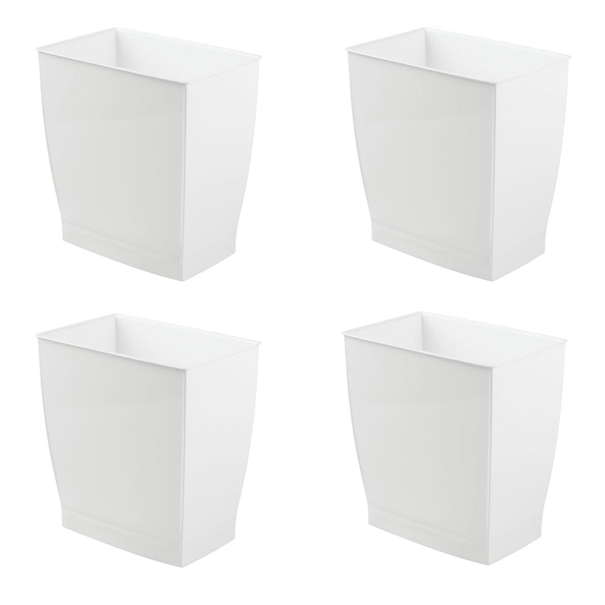 iDesign Small Rectangular Bathroom Trash Cans - Set of 4 - White