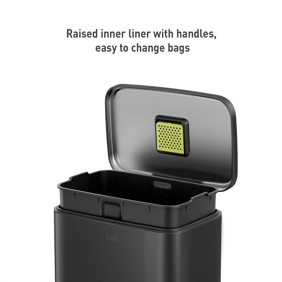 EKO Madison Matte Black 50 Liter/13.2 Gallon Step Trash Can with Inner Liner - Fingerprint