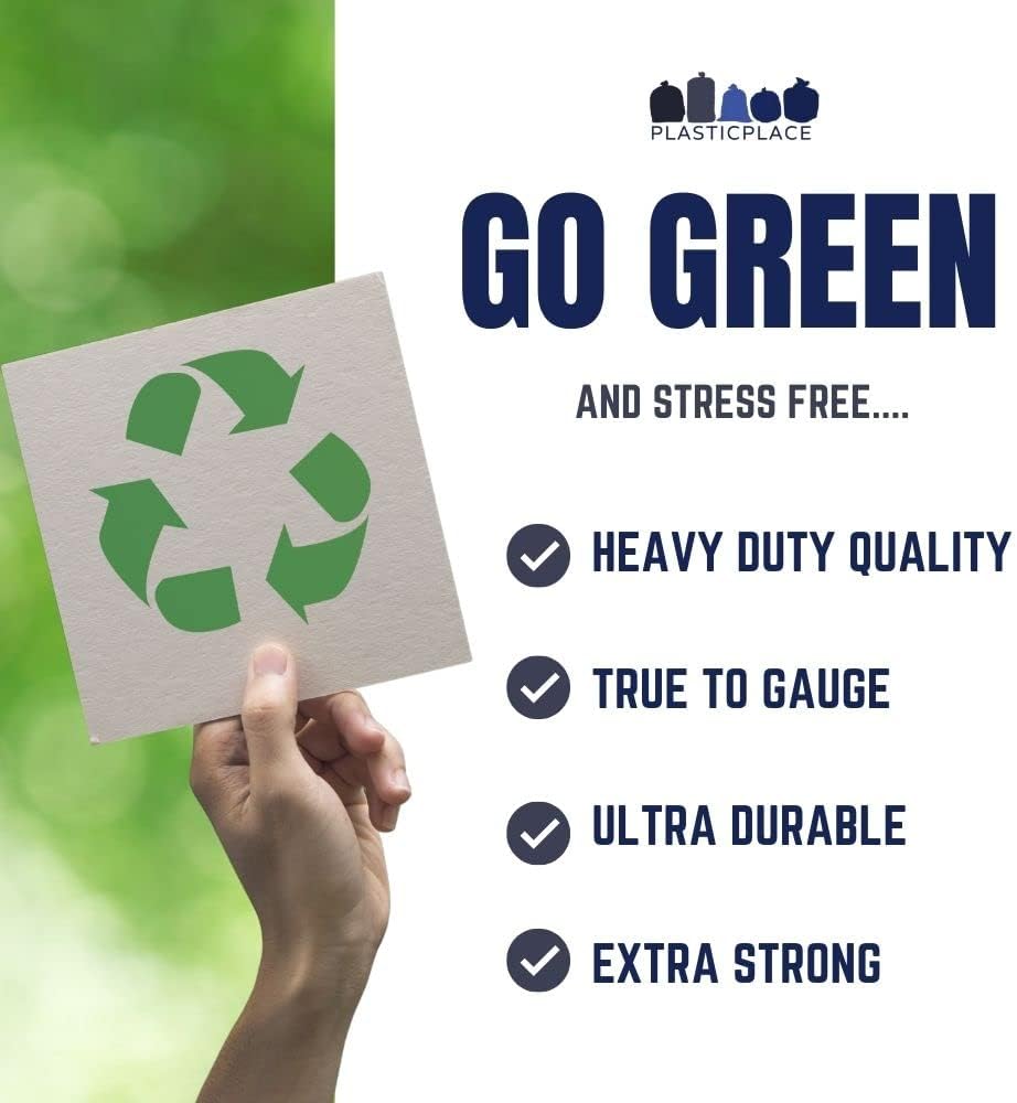 Plasticplace 30-40 Gallon Recycling Trash Bags │ 1.2 Mil│ Blue Garbage Bag Liners │ 33” x 46” (100