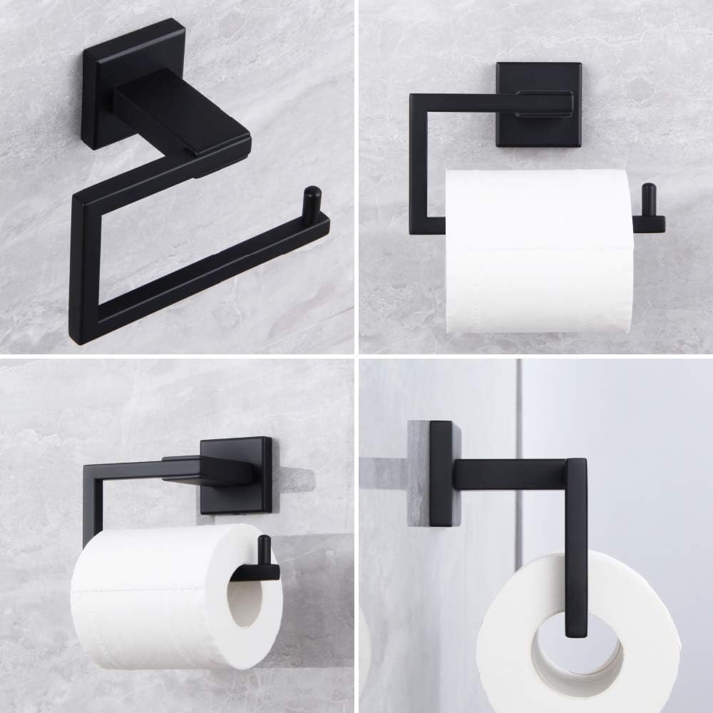 Matte Black Toilet Paper Holder SUS 304 Stainless Steel Wall Mounted Toilet Tissue Roll Holder for