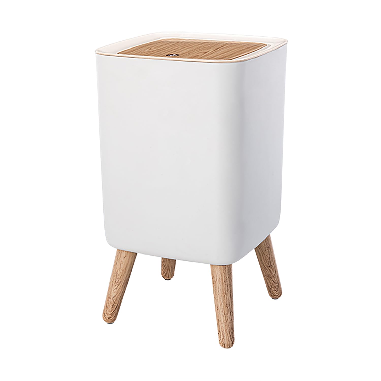 WanWanKa Mini White Plastic Trash Can, 2.6 Gallon Capacity, Slim Design, Anti-Odor, Easy to Clean