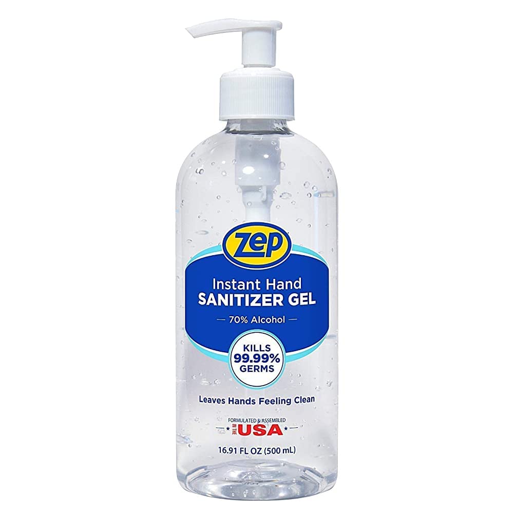 Zep Instant Hand Sanitizer Gel 70% Alcohol 500Ml Case of 12 - Exceeds CDC Recommendations - Kills