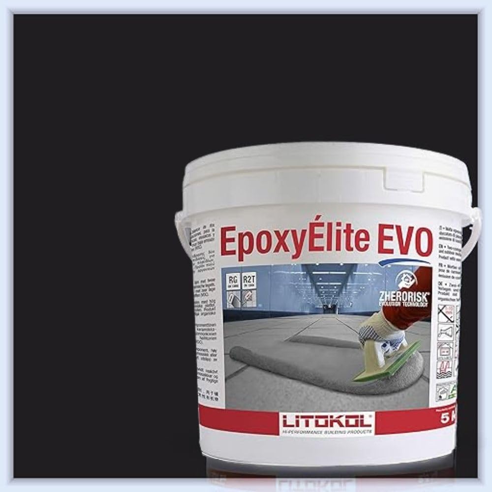 Tile Doctor EpoxyElite EVO 11 lbs./5 kg. Bucket of Litokol Black 2 Epoxy Tile Grout TMPEEEVO004