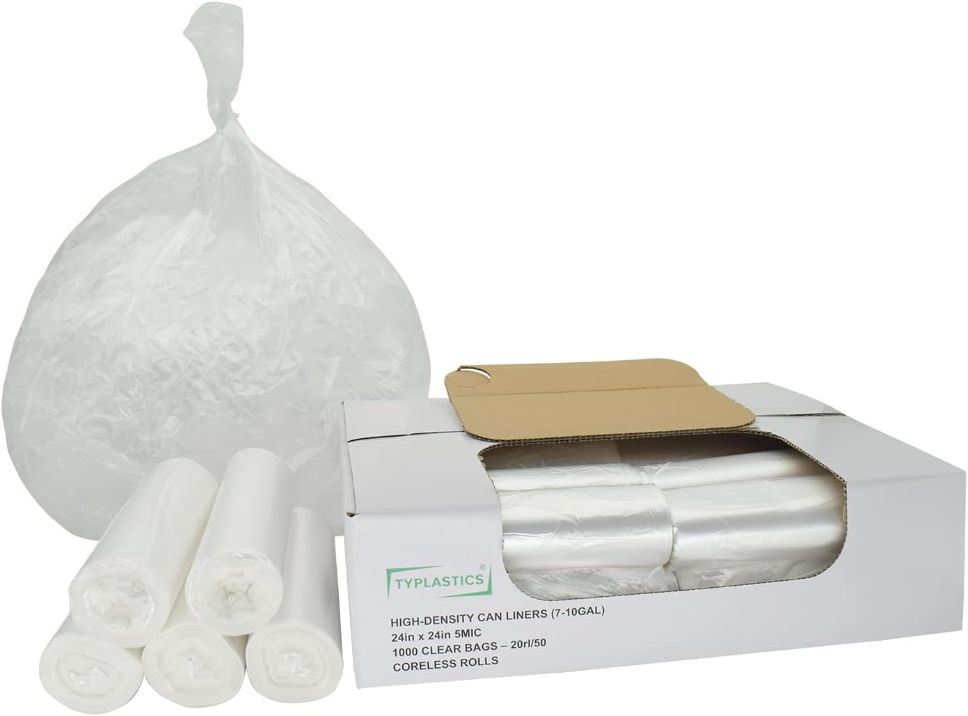 TYPLASTICS Trash Can Liner - Wholesale 1000 Count Garbage Bags on Perforated Roll 7-10 Gallon