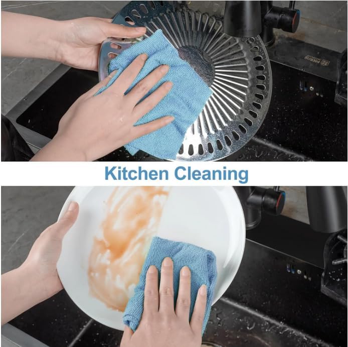 Microfiber Cleaning Cloth Roll, 20 Pack Reusable Tear Away Towels, 9.8" x 9.8", Cleaning Supplies