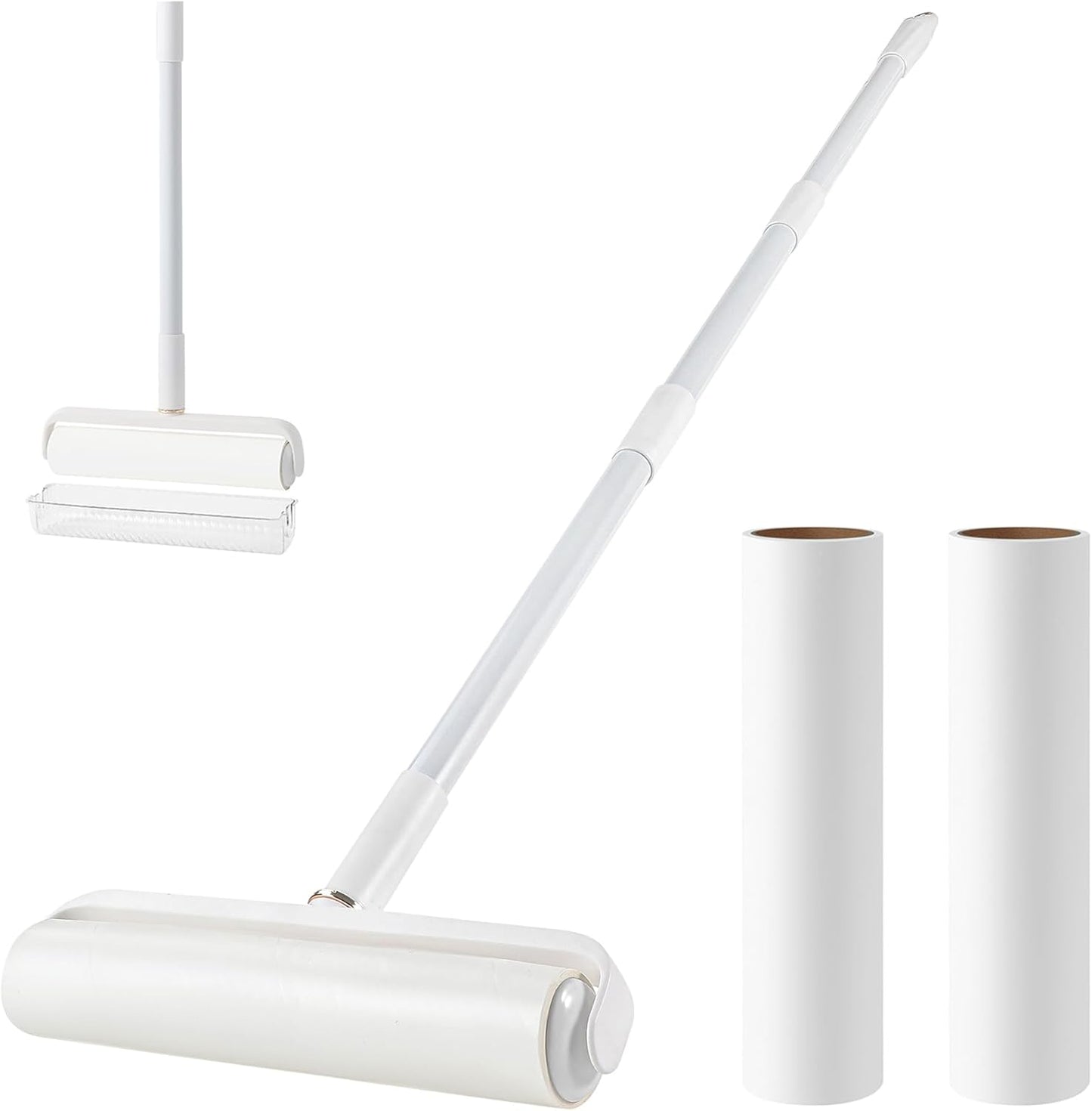 Floor Lint Roller Long Handle with Cover and 2 Refills for Pet Hair Extra Sticky Large 9.45 inch