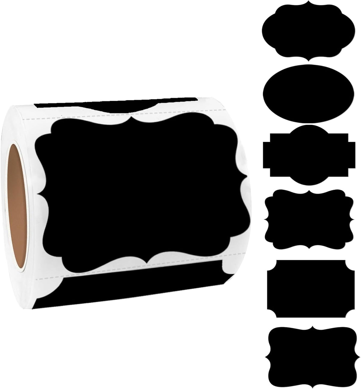 Black Labels Stickers, 250 PCS 3" x 2" Fancy Shape Sticker for Storage Box or Food Jars Holiday
