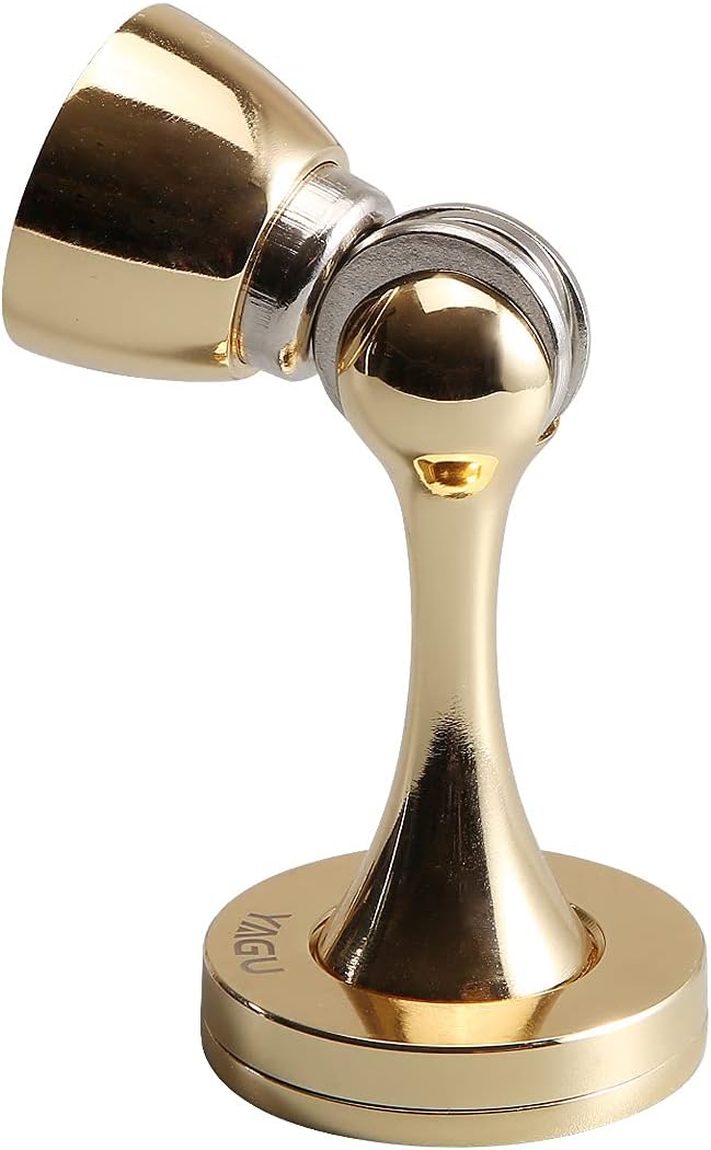 YAGU 2 Pack Magnetic Door Stoppers Holder, Zinc Alloy Bright Gold Door Stops Catch Wall Floor