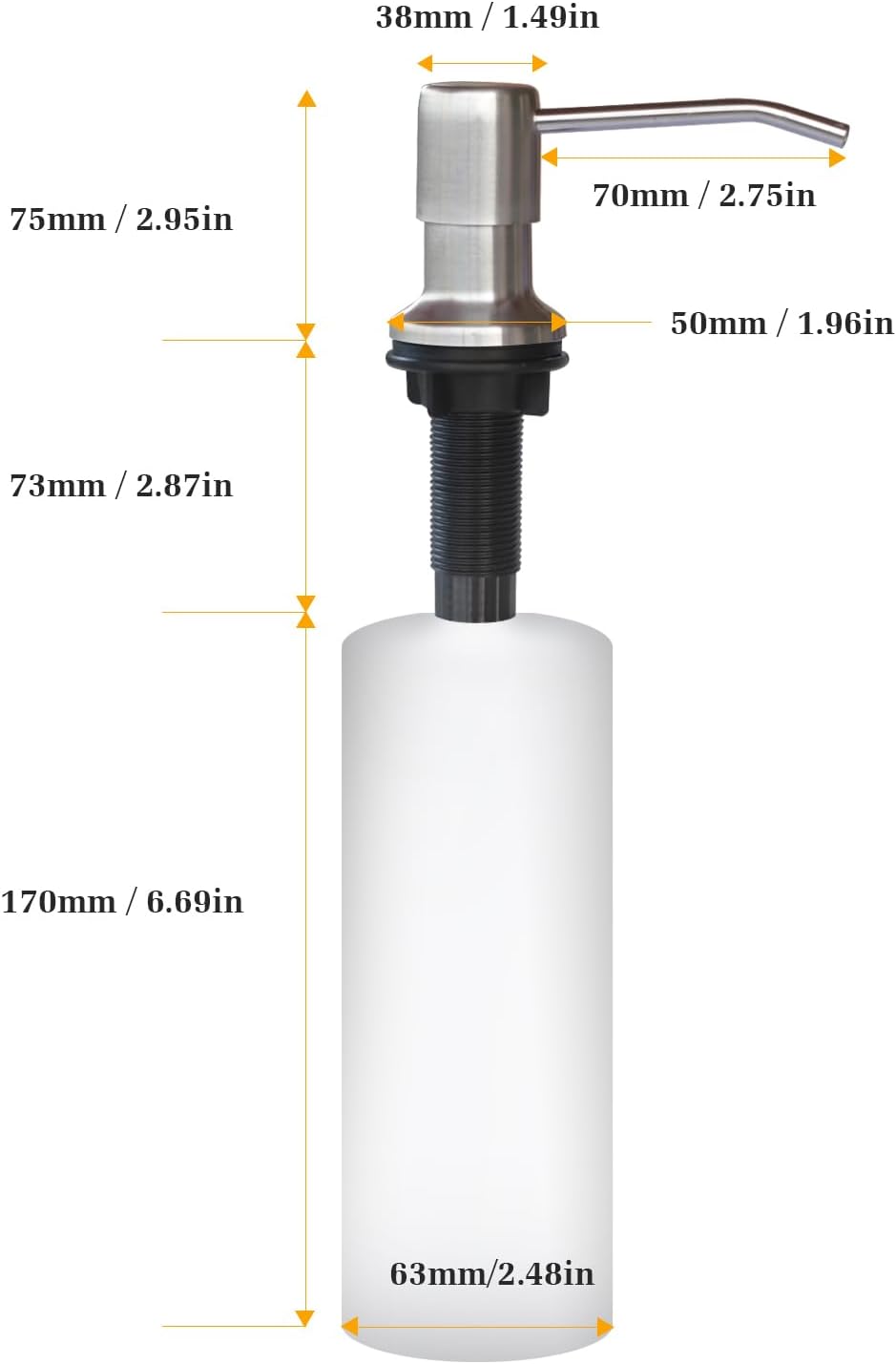 Soap Dispenser for Kitchen Sink, Built in Sink Soap Dispenser Lotion Dispenser with 17 OZ Bottle
