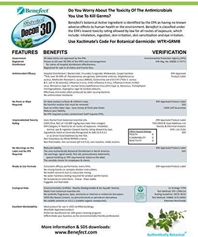Benefect Botanical Decon 30 Disinfectant Cleaner - All Natural Formula for Effective Cleaning Power