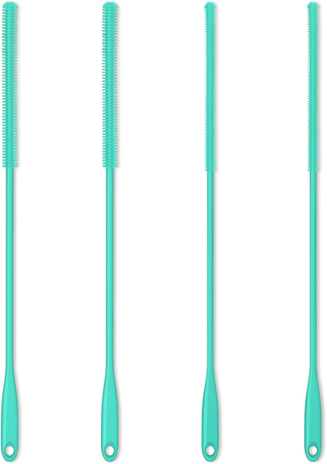 Silicone Straw Brush 4 Pack - (2 Small, 2 Wide) - 10 Inches Reusable Straw Cleaner, Pipe Cleaners