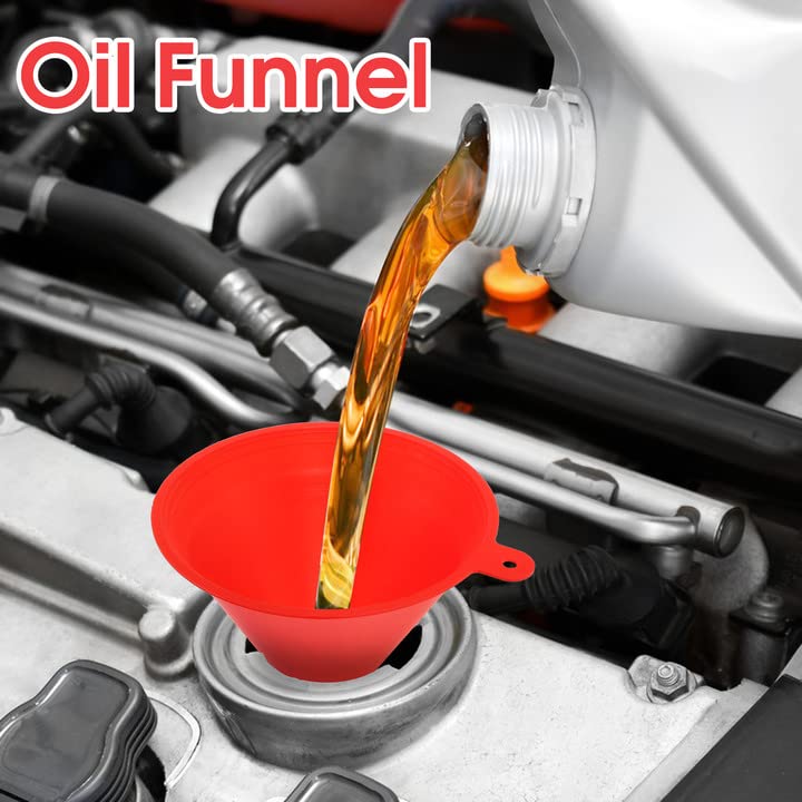 Oil Funnel Set - Plastic Funnel Kit for Car & Kitchen Use - Filling Bottles, Jars & Containers