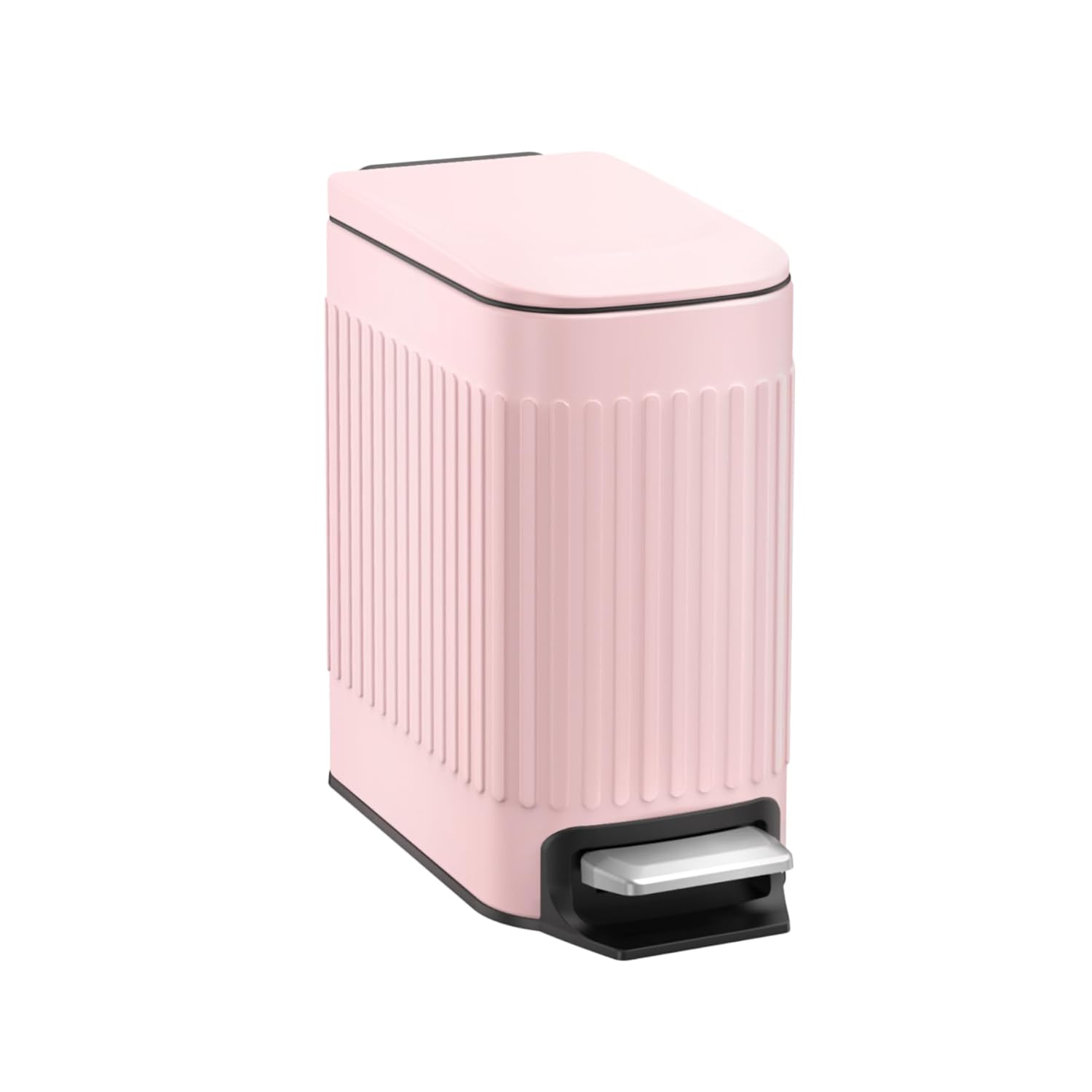 TrashAid Pink Bathroom Trash Can, 1.6 Gallon Stainless Steel Small Garbage Can with Lid, Step