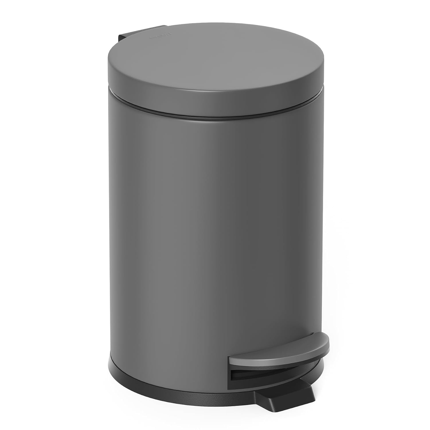 Cesun 1.2 Gallons Small Gray Trash Can, Bathroom Garbage Can with Lid and Foot Pedal, Mini Round