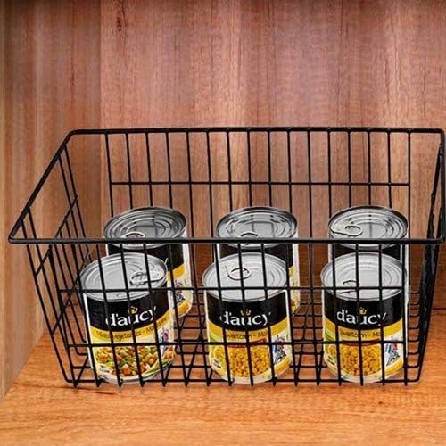 Slideep Farmhouse Metal Wire Basket, Fridge Freezer Storage Organizer Bins with Handles for Kitchen