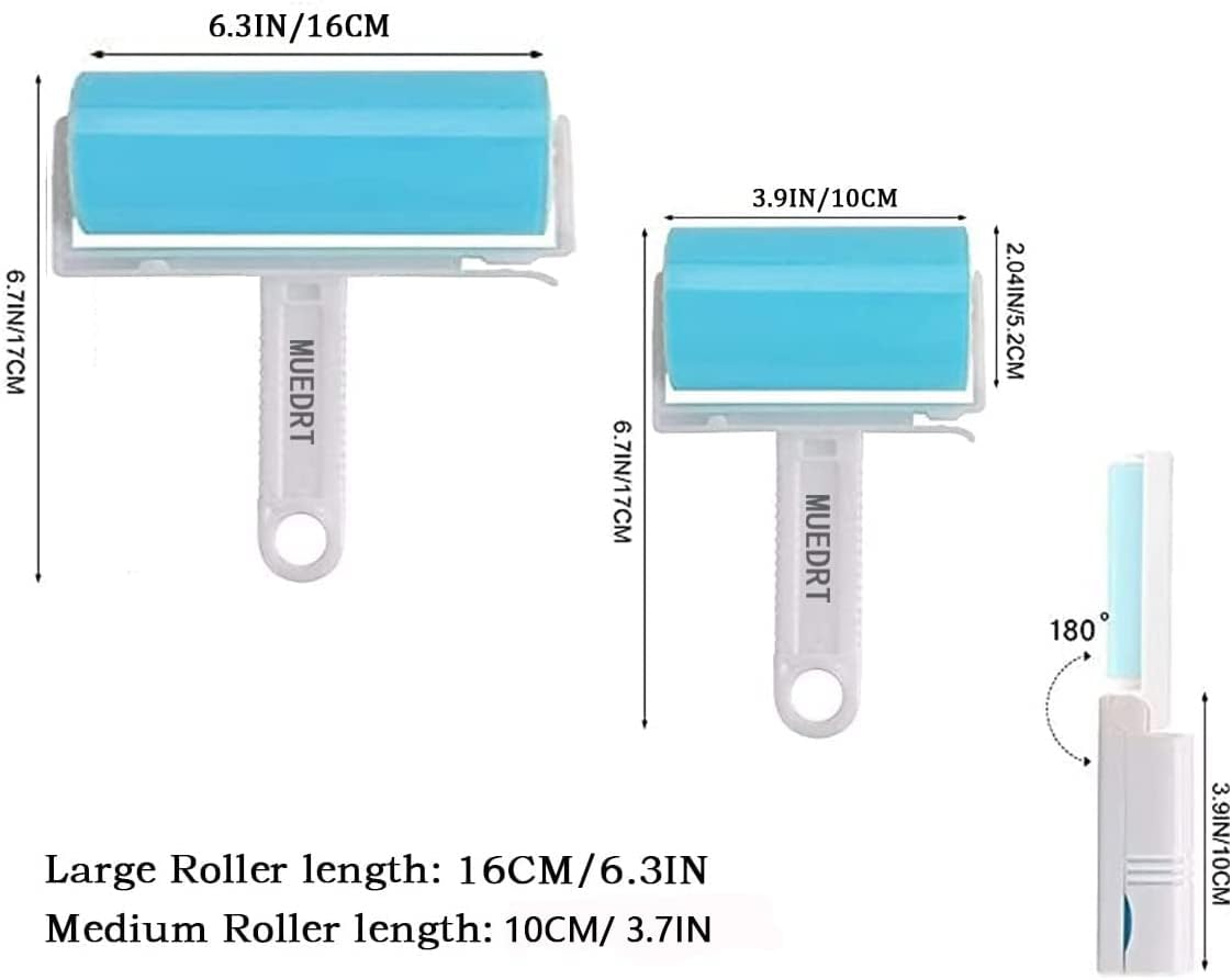 Travel Lint Roller 3 Pack, Washable Lint Roller Reusable Compact Pet Hair Remover Cleaner with