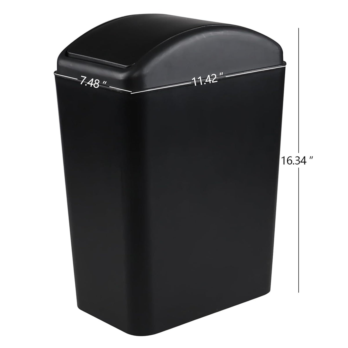 3-Pack 4.5 Gallon Plastic Trash Can with Swing Lid, Swing-Top Waste Can, Black