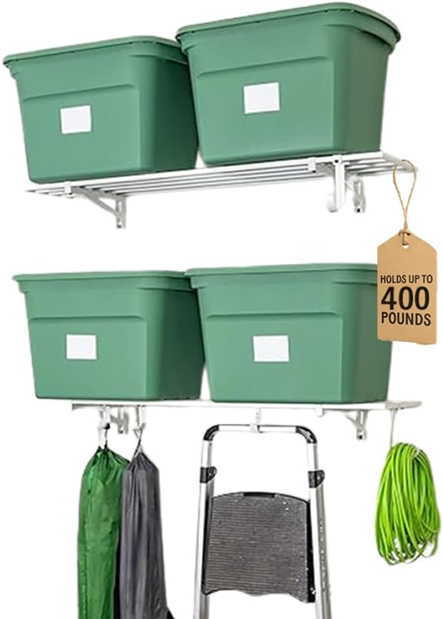 StoreYourBoard 2-Pack Heavy Duty Wall Shelves – Wall-Mounted Garage Storage Shelving and