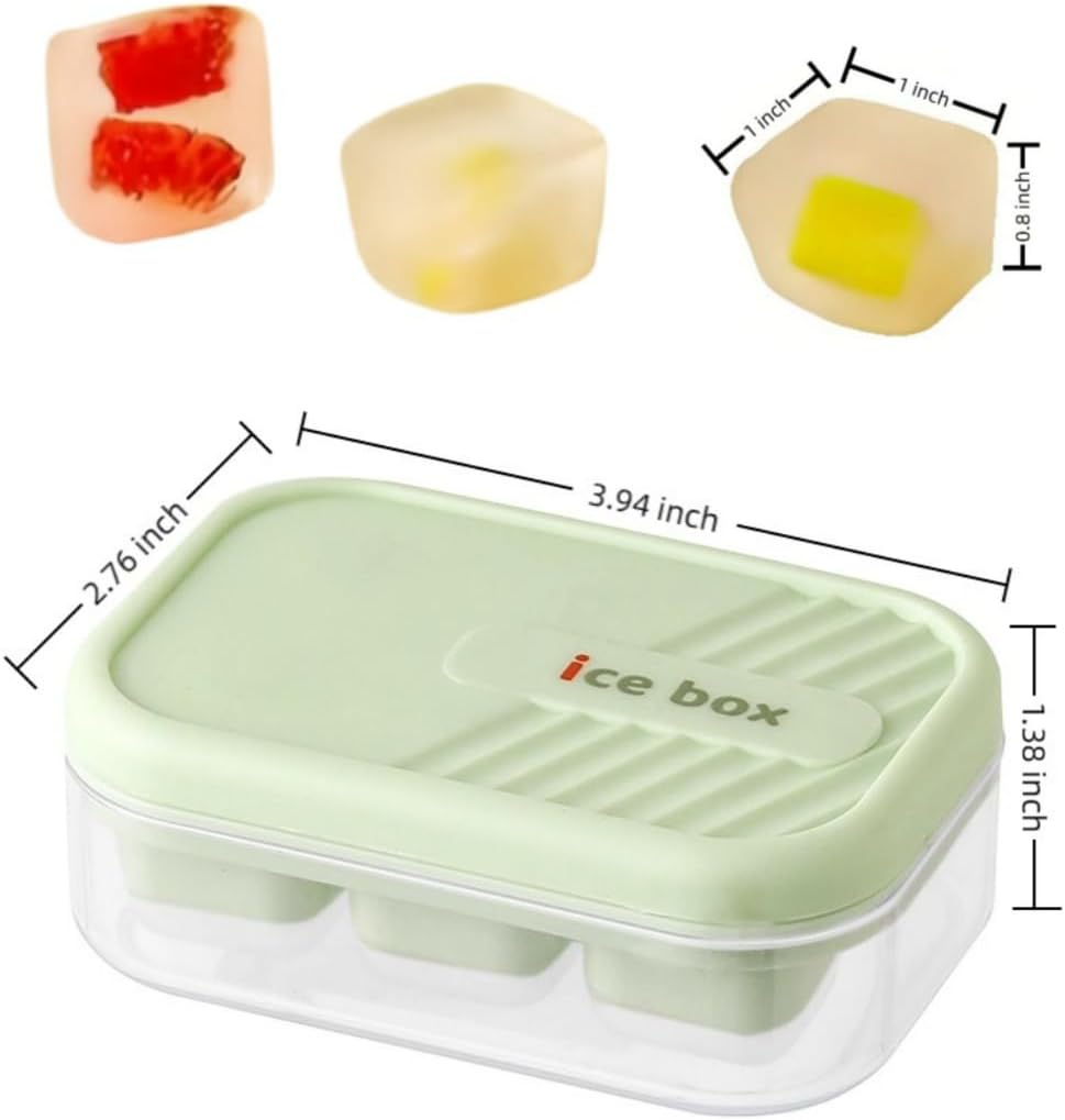 3-pack mini ice cube tray with lid and bin - 6-cubes each,easy remove and stackable, small ice cube