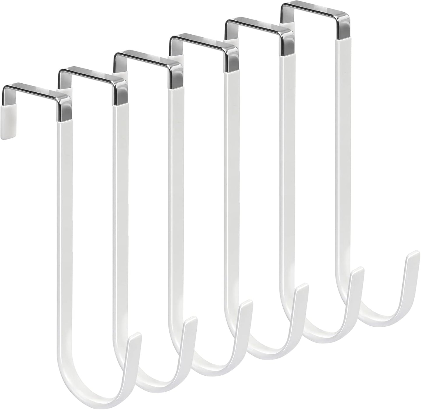 FYY Over The Door Hooks, 6 Pack Upgraded Long Door Hangers Hooks with Rubber Prevent Scratches