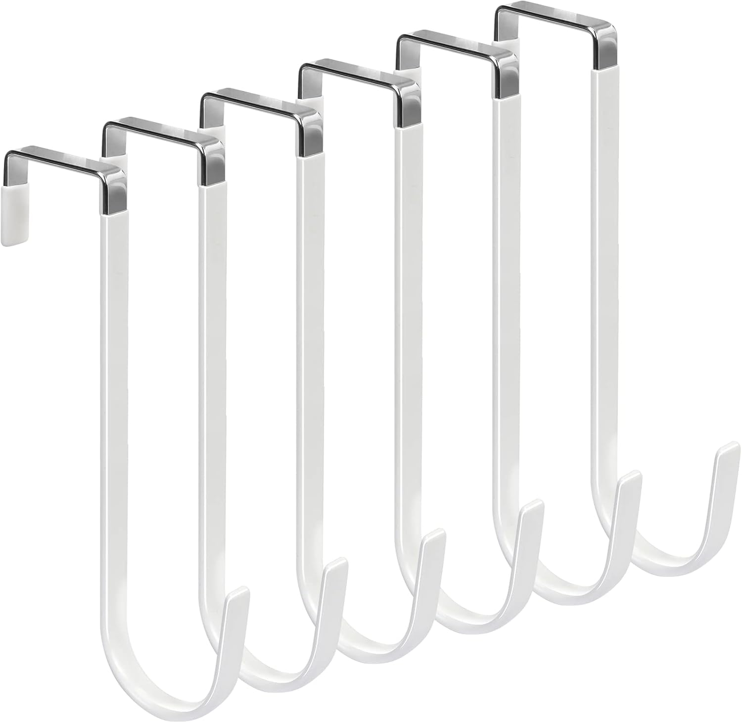 FYY Over The Door Hooks, 6 Pack Upgraded Long Door Hangers Hooks with Rubber Prevent Scratches