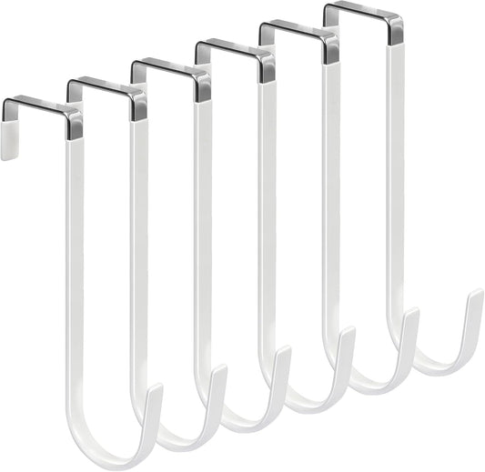 FYY Over The Door Hooks, 6 Pack Upgraded Long Door Hangers Hooks with Rubber Prevent Scratches