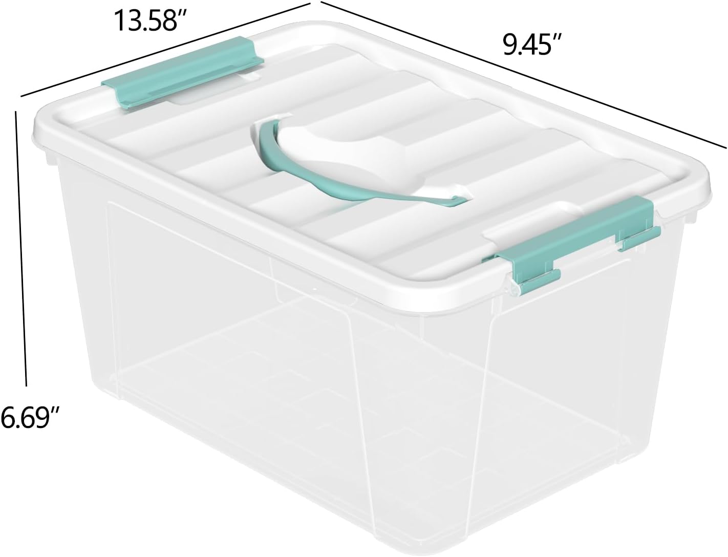 Xyskin 14 Quart Clear Storage Bins with Lid and Green Handle, Storage Latch Box/Bin Organizing