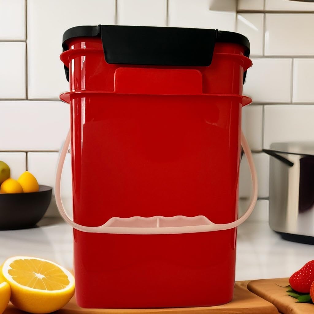 House Naturals 4 Gallon Square Food Grade Bucket Pail with Plastic Handles and Lid (Pack of 3) Made