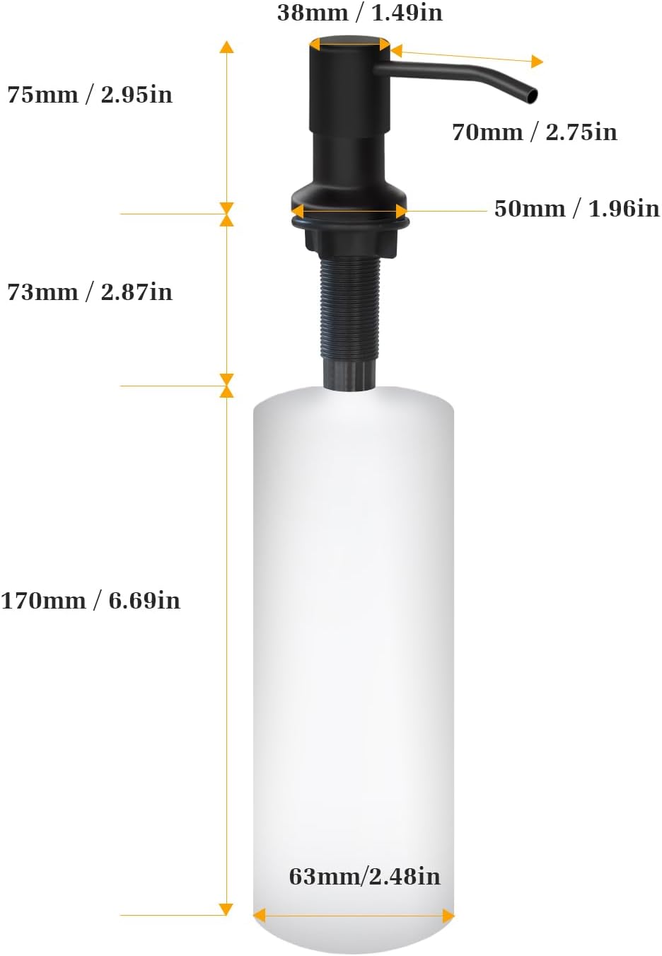 Soap Dispenser for Kitchen Sink, Built in Sink Soap Dispenser Lotion Dispenser with 17 OZ Bottle