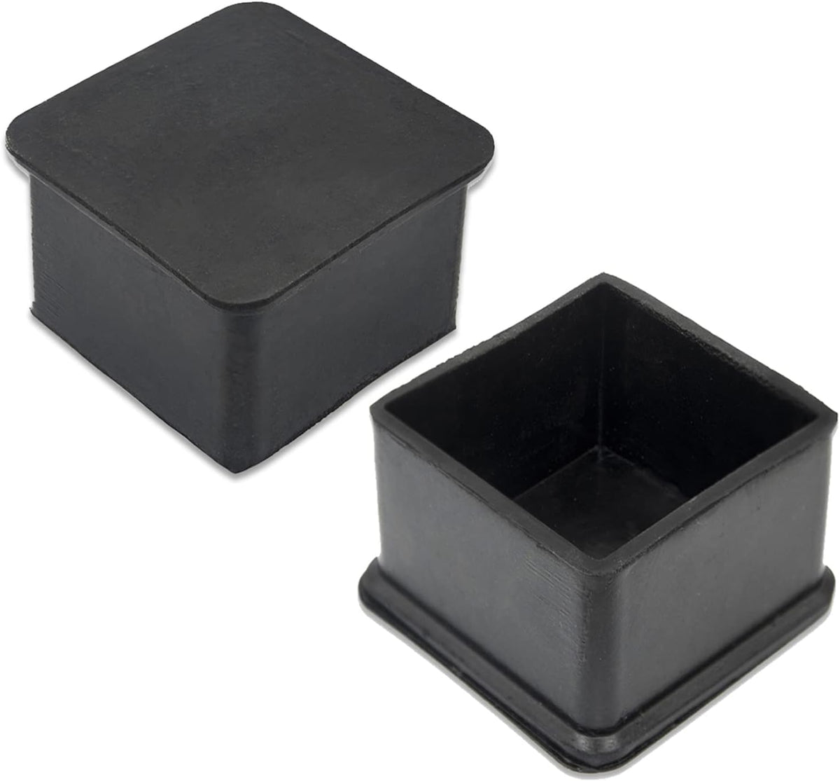 Flyshop Non-Slip Thick Rubber Leg Tips Floor Protectors Square Chair Leg Caps, 20pcs, Black, 40 mm