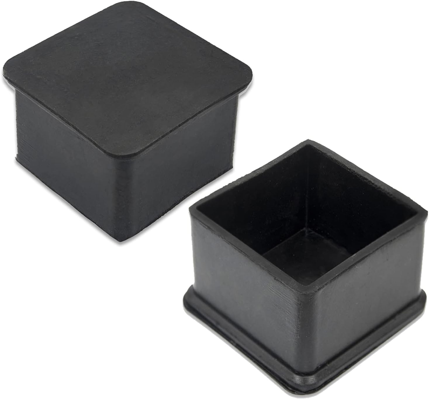 Flyshop Non-Slip Thick Rubber Leg Tips Floor Protectors Square Chair Leg Caps, 20pcs, Black, 40 mm
