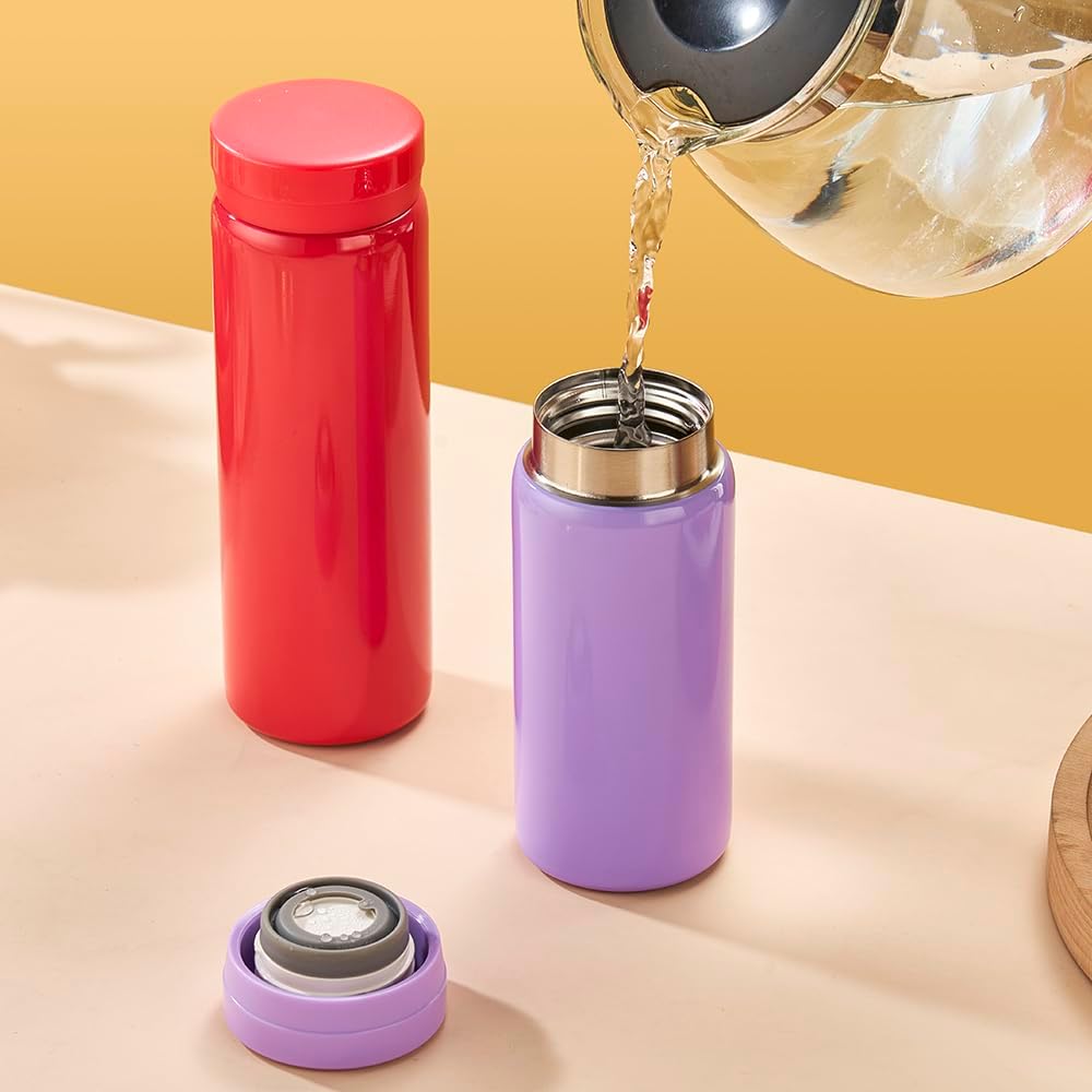 10oz Mini Water Bottle Stainless Steel Thermos Small Flask - Insulated Vacuum, Leak Proof, Keeps