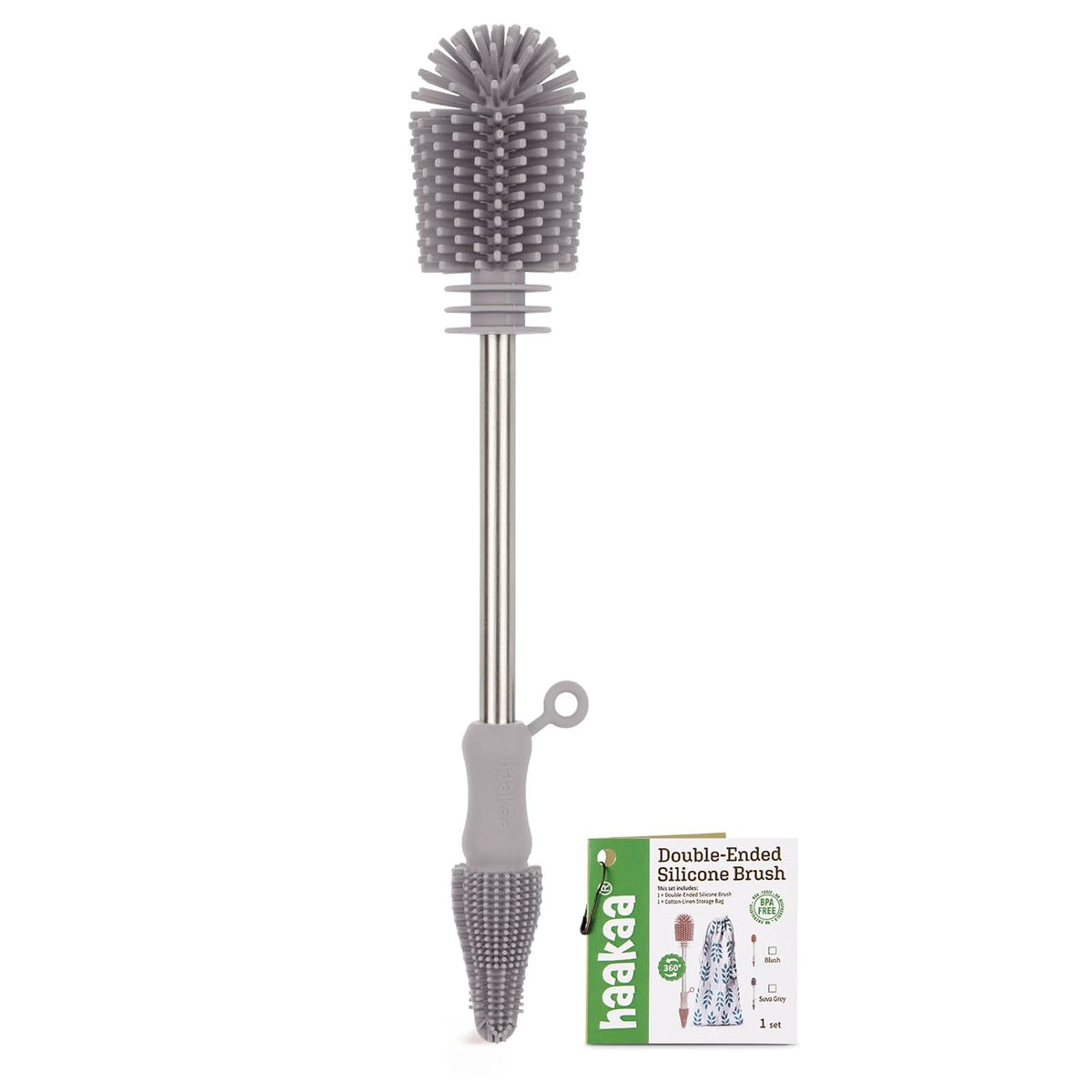 Haakaa Silicone Cleaning Brush - Baby Bottle Brush Cleaner for Breast Pump,Nipple,Breast Milk