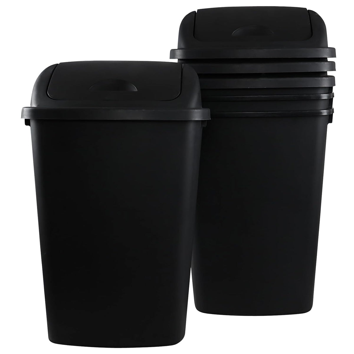 Teyyvn 13 Gallon Tall Kitchen Swing Lid Garbage Container, Set of 4 Plastic Trash Bin with Swing