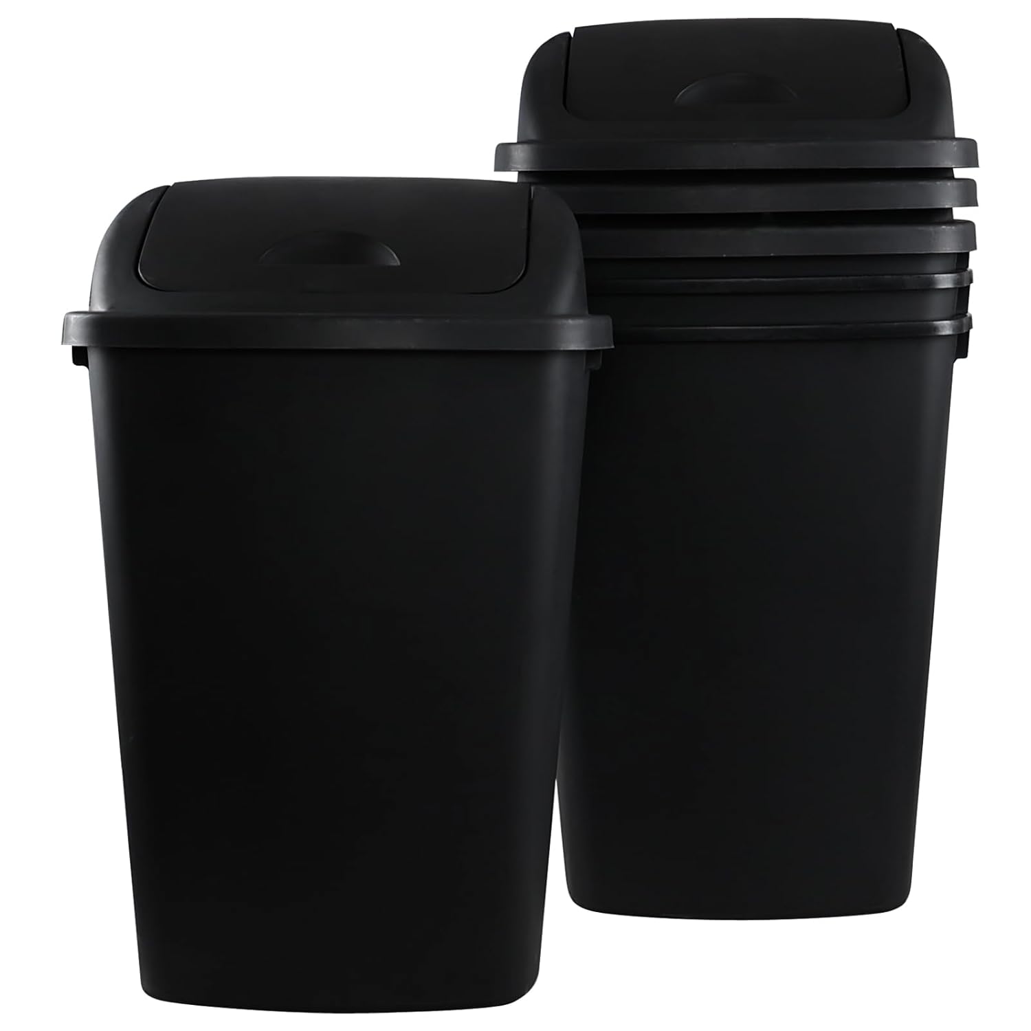 Teyyvn 13 Gallon Tall Kitchen Swing Lid Garbage Container, Set of 4 Plastic Trash Bin with Swing