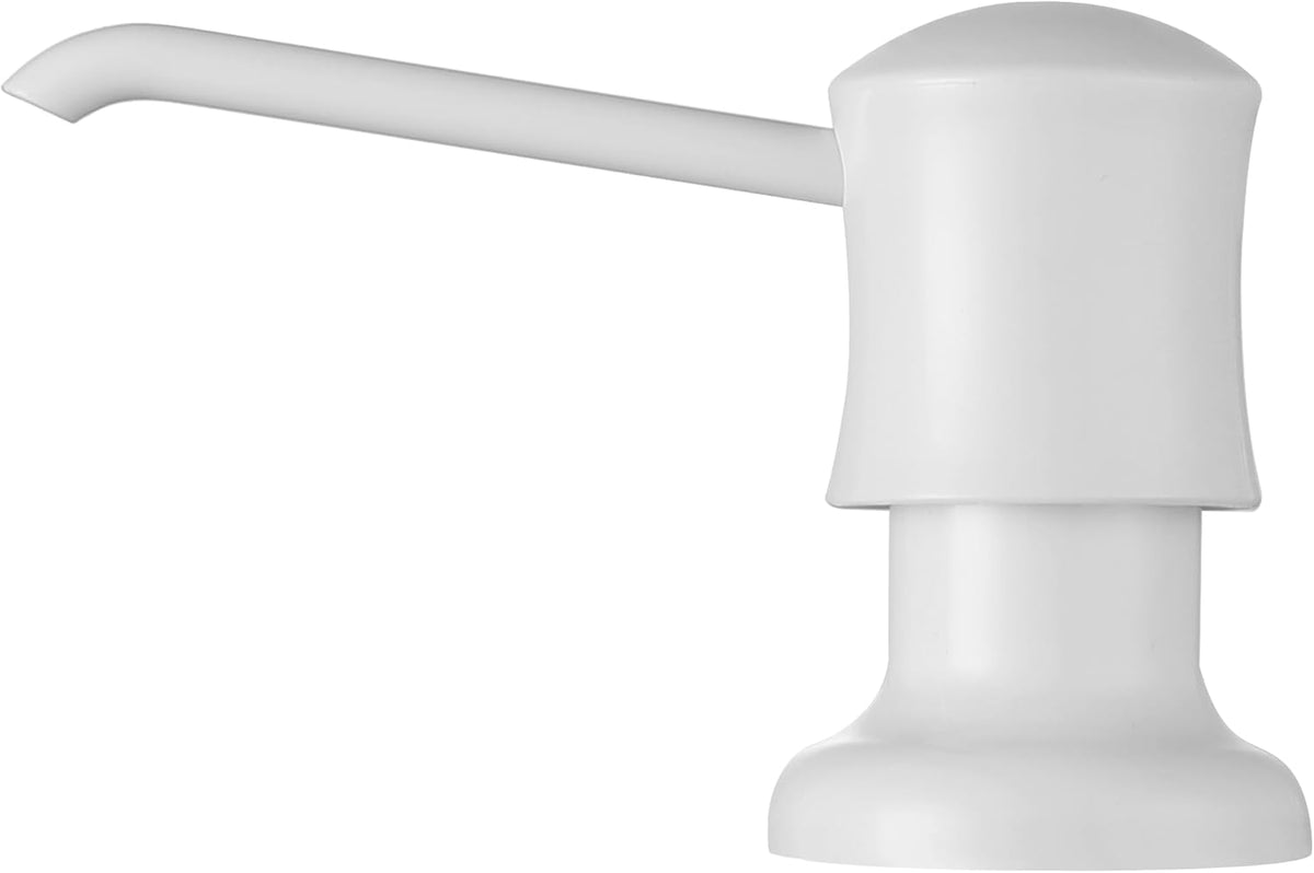 White Sink Soap Dispenser for Kitchen Sink (White), Built-in and Refill-from-Top Design with Liquid