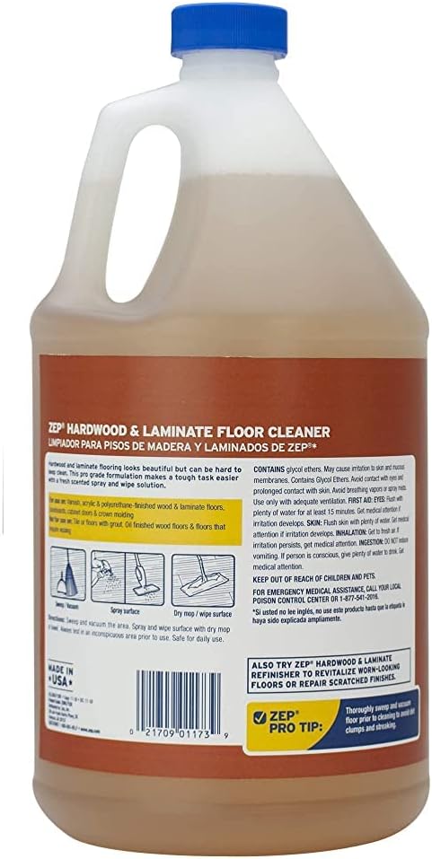 Zep Industrial Hardwood and Laminate Floor Cleaner - 1 Gallon - ZUHLF128 - Removes Spots, Stains
