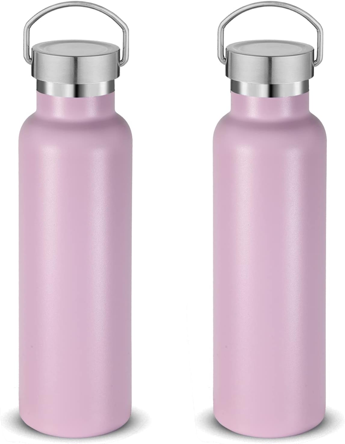 Neihepal 20 oz Insulated Water Bottles Bulk 2 Pack,Stainless Steel Double Wall Sport Bottle with