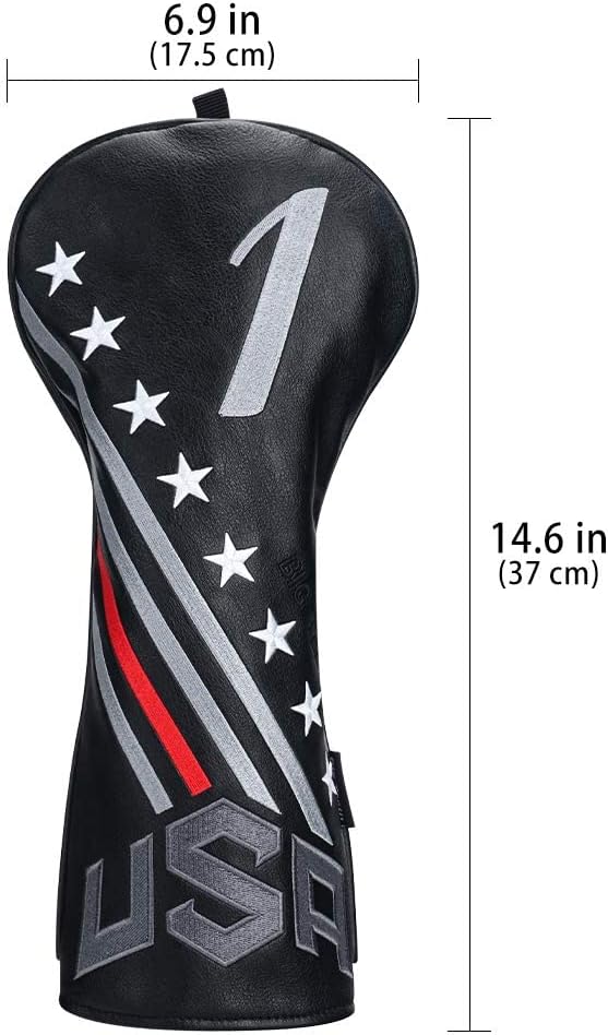 Big Teeth Golf Cover USA Stripe and Star Headcover Covers, Driver Fairway Wood Hybrid Headcovers