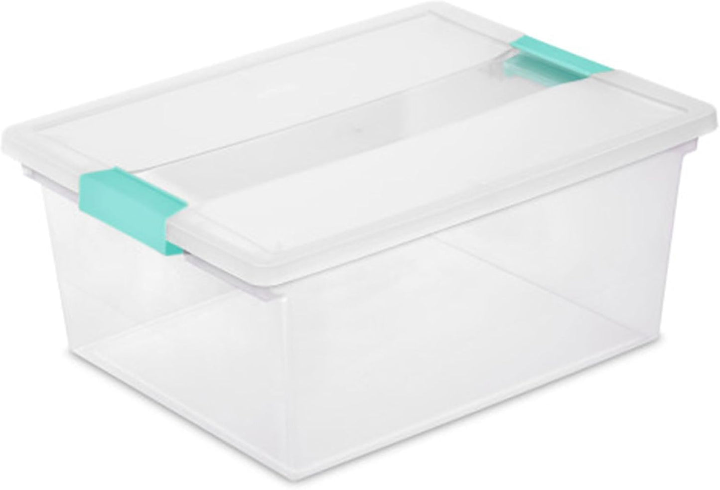 Sterilite 12-Pack Clip Box, Stackable Clear Plastic Bins with Latching Lids, Deep - Writing, Arts