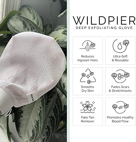 Wildpier Beauty Exfoliating Glove 2 Pack Mitt Body Scrub for Bath Shower Spa Hand Exfoliator
