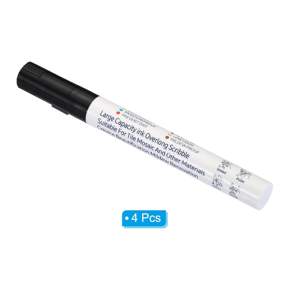 PATIKIL Grout Pen, 4 Pack Black Tile Marker Waterproof Grout Sealer Pen Tile Repair Pens Paint Pens