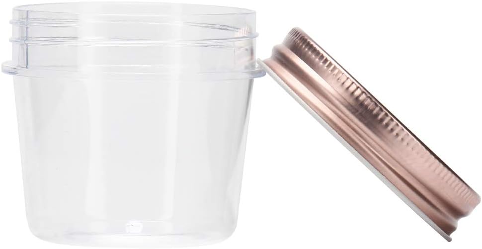 novelinks 4 oz Clear Plastic Jars with Rose Gold Lids – Small Round Refillable Storage Containers