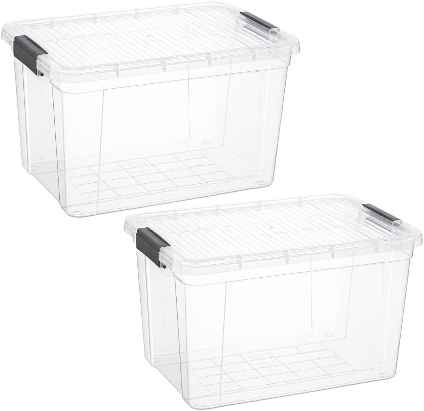 Superio Clear Storage Boxes with Lids, 14.25 Quart Plastic Container Bins for Organizing, Stackable