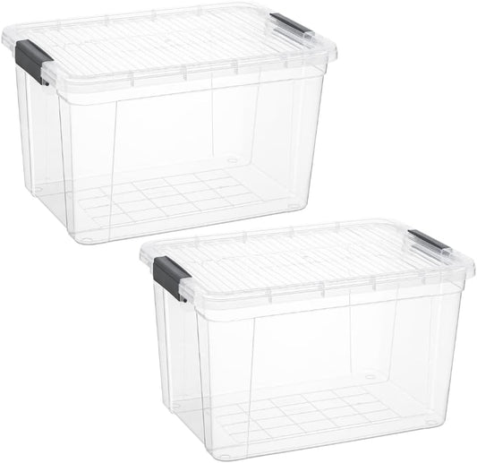 Superio Clear Storage Boxes with Lids, 14.25 Quart Plastic Container Bins for Organizing, Stackable
