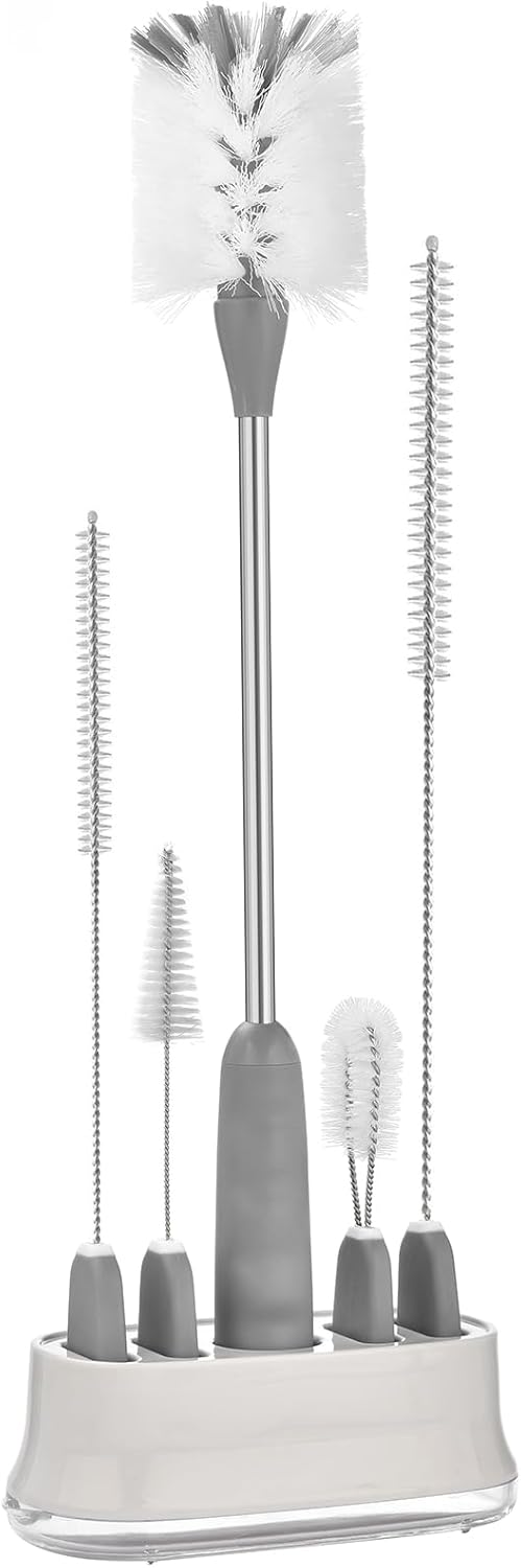 ALINK 5 Pack Water Bottle Brush Cleaning Set with Holder, Bottle Cleaner with Stand, Straw Nipple