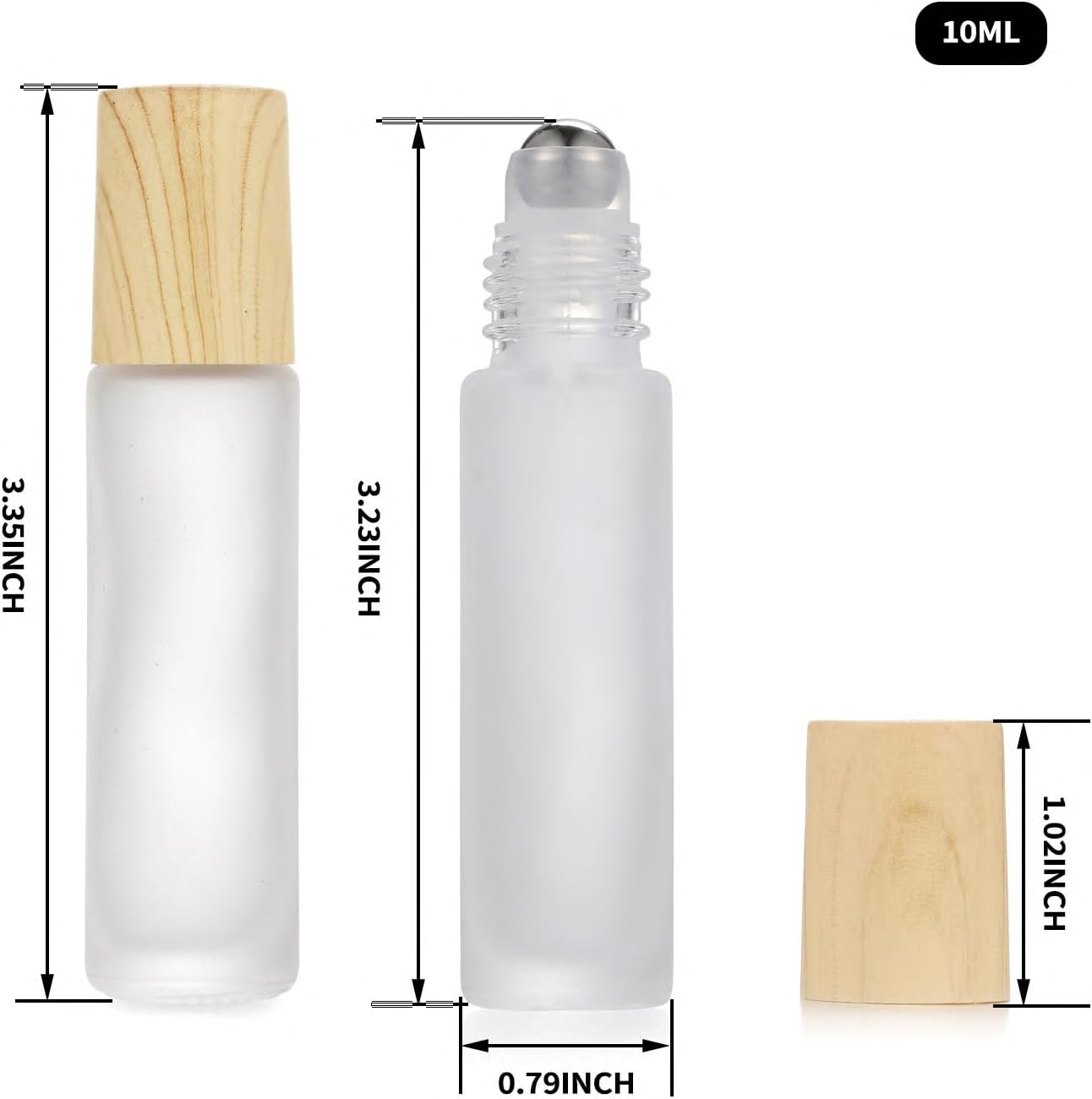 12 Pack Essential Oil Roller Bottles,10ml Empty Frosted Glass Roller Bottles with Stainless Steel